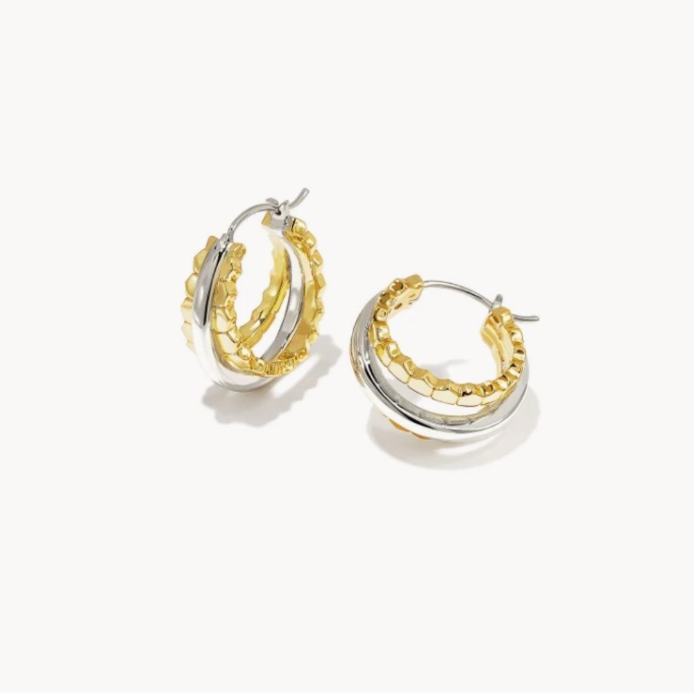 Kendra Scott Quinn Two-tone mixed metal Gold and Silver Hoop Earrings